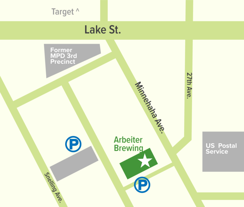 A map showing the area around Arbeiter Brewing