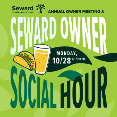 A graphic for the 2024 Seward Co-op Annual Owner Meeting