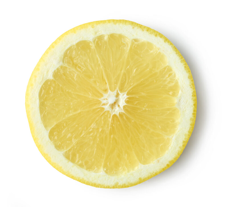 A slice of yellow grapefruit