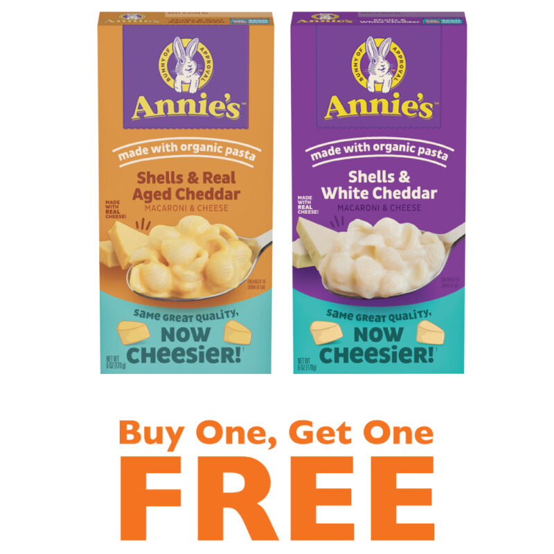Buy one, get one free deal on Annie's Macaroni & Cheese