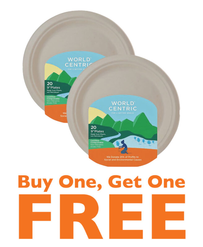 Two paper plate packs advertised in a buy one get one free deal