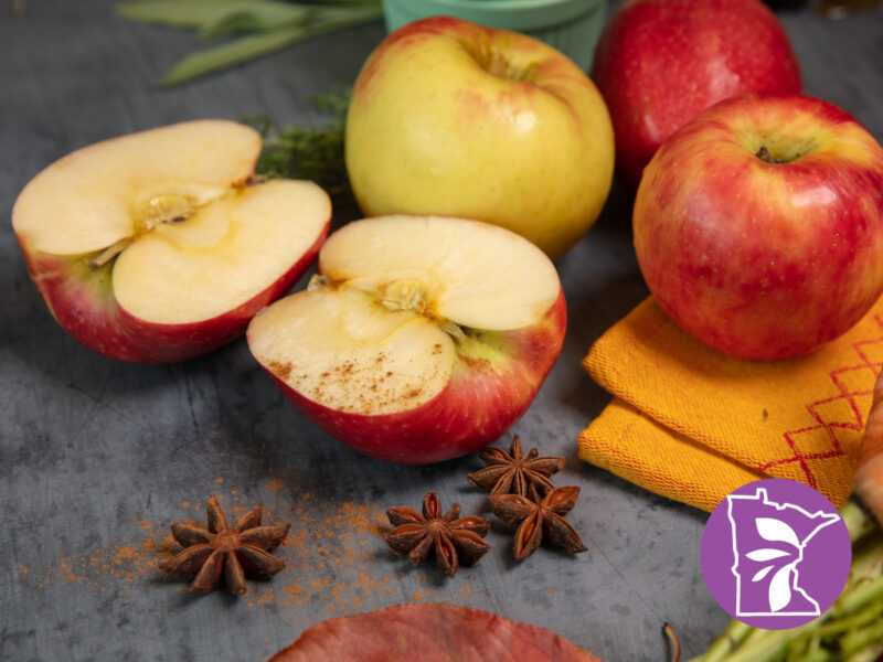 A photo of apples dusted with cinnamon