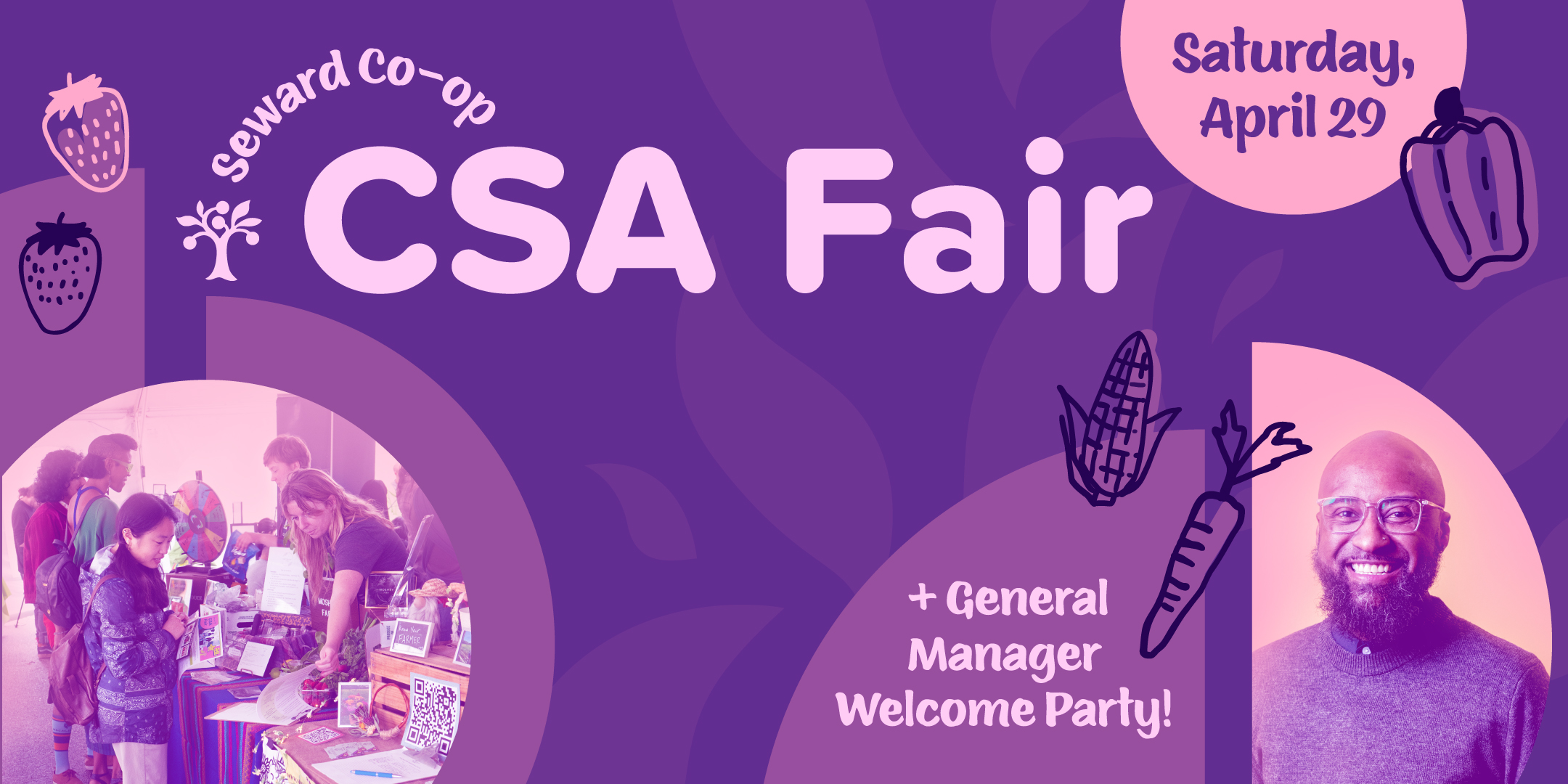 A graphic promoting the CSA Fair in 2023