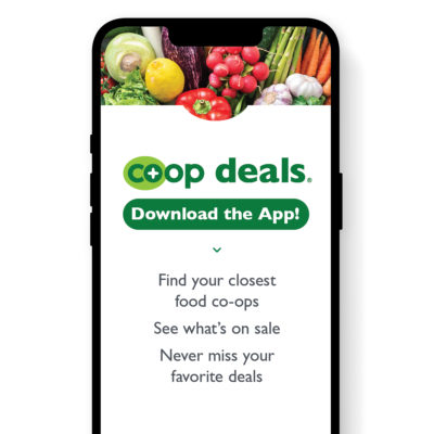 A graphic showing the Co+op Deals app