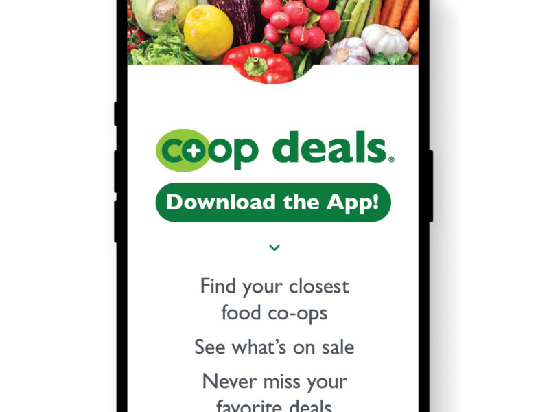 A graphic showing the Co+op Deals app