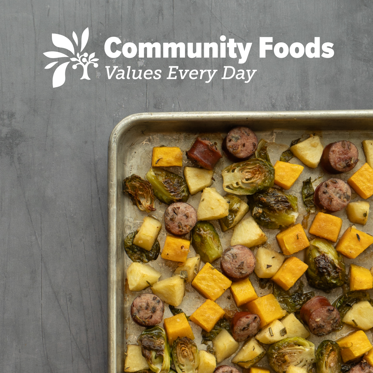 Harvest Sheet Pan with Veggies and Wild Rice Brats - Seward Community Co-op