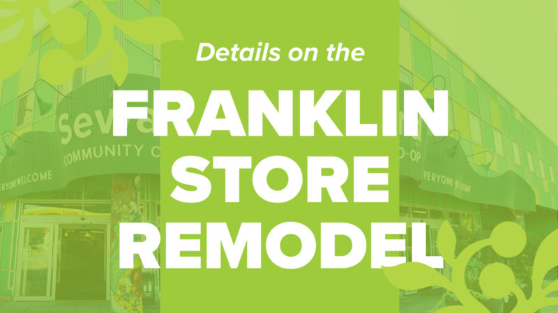 A green tile with text reading "Details on the Franklin store remodel"