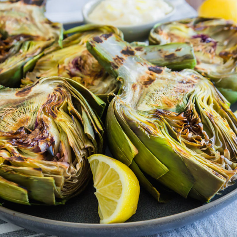 Grilled Artichokes with Parmesan Aioli