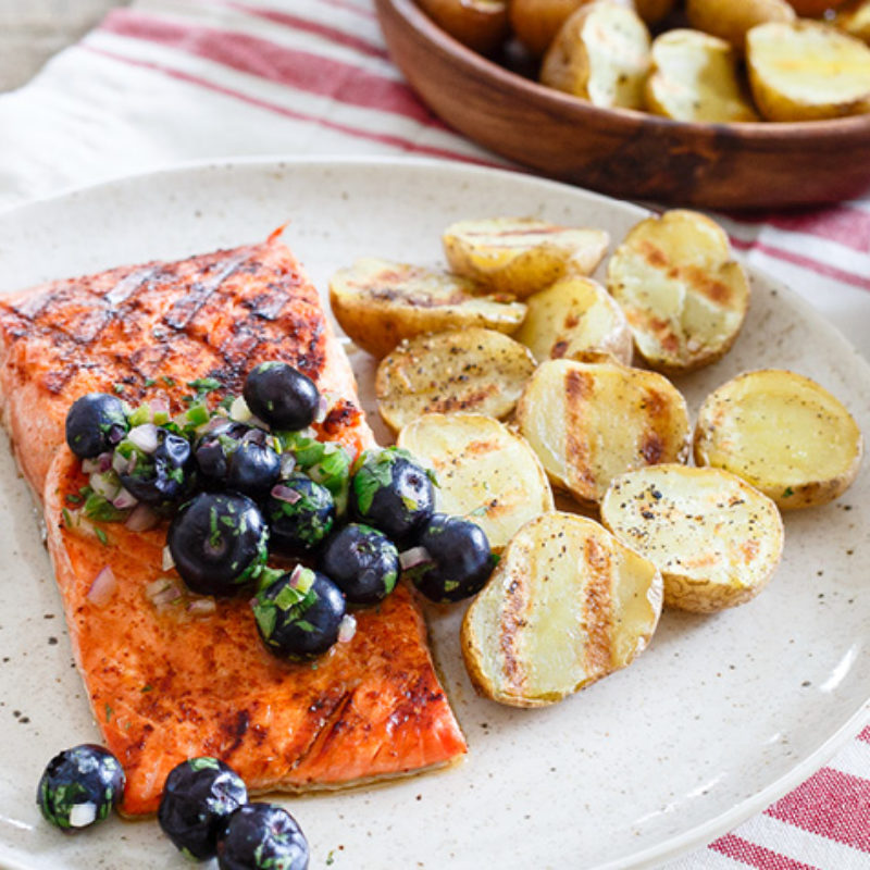 Grilled Salmon with Blueberry Salsa