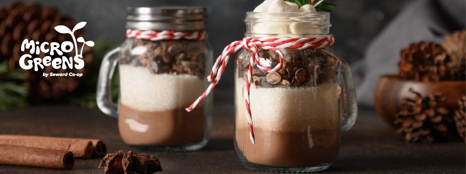 Jars of hot chocolate mix