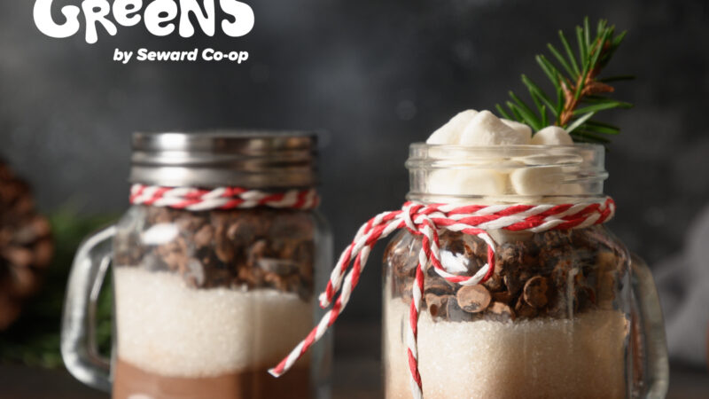 Jars of hot chocolate mix with text overlay reading "Microgreens"