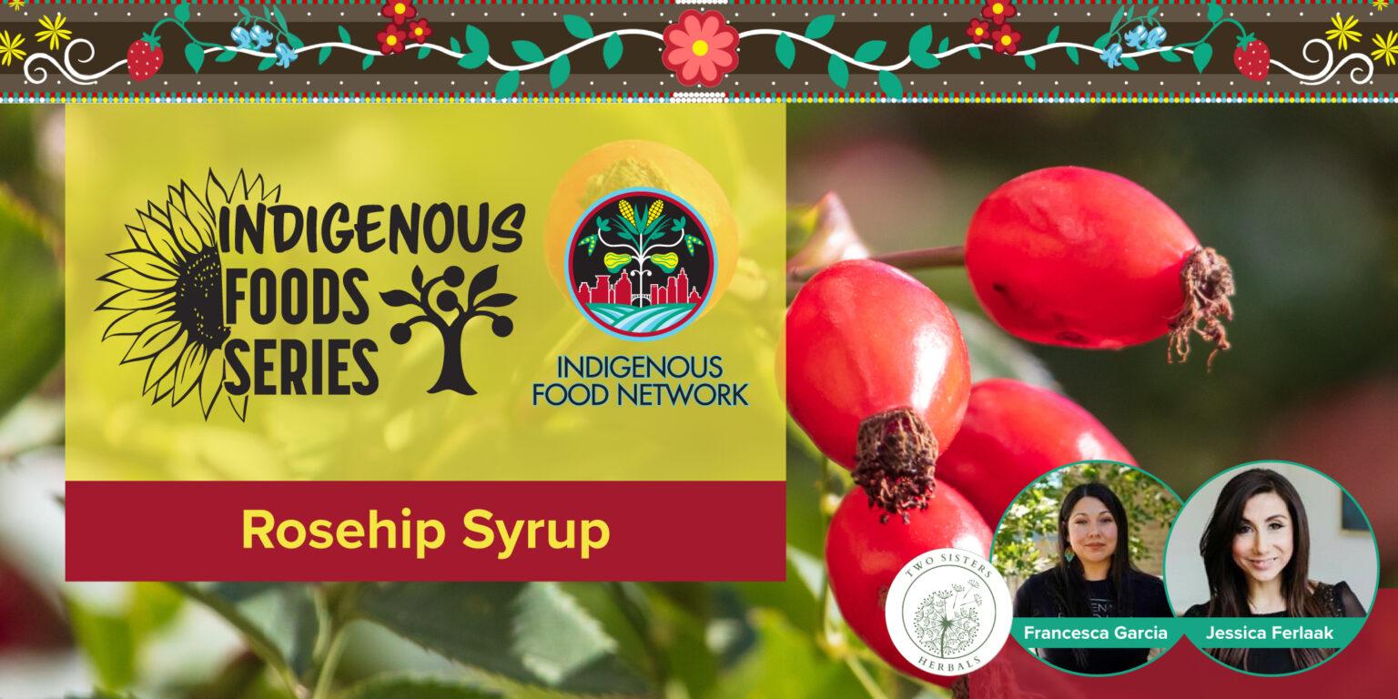 A graphic for a class in the Indigenous Foods Class Series on Rosehip Syrup