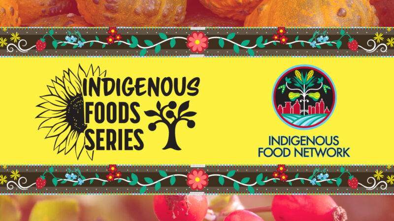 A graphic for the Indigenous Foods Class Series with a logo for the Indigenous food Network