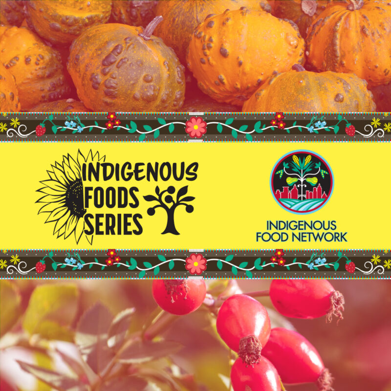 A graphic for the Indigenous Foods Class Series with a logo for the Indigenous food Network