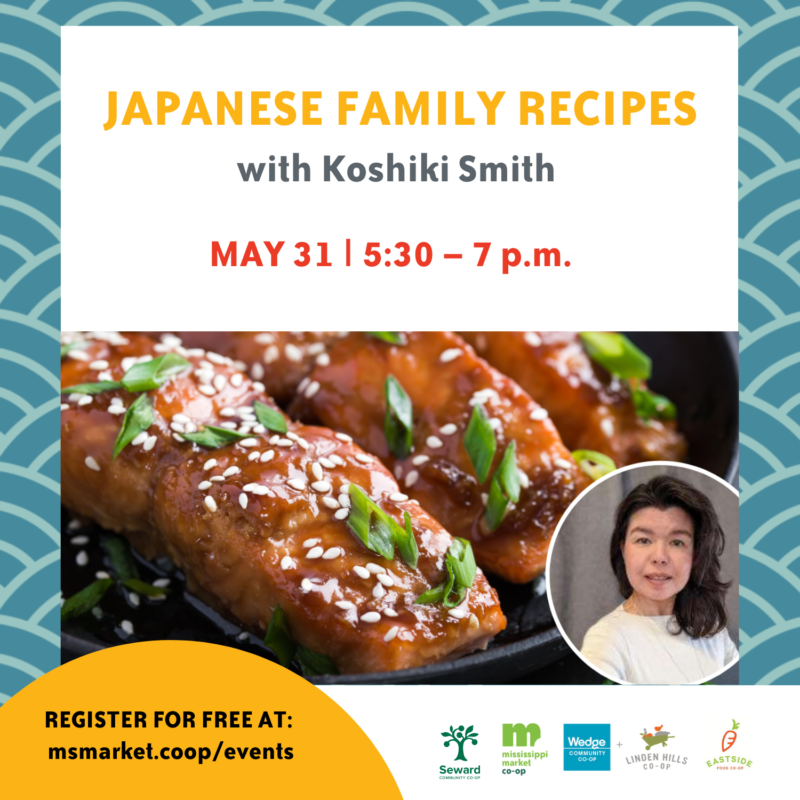 A graphic for a class on Japanese Family Recipes on May 31