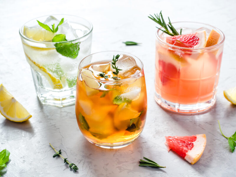 Colorful mocktails in glasses