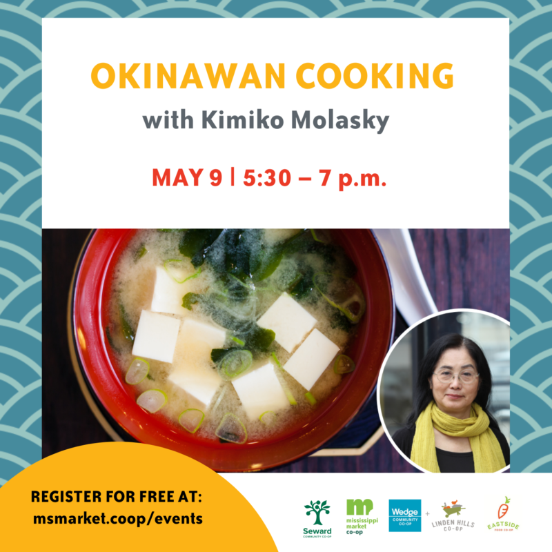 A graphic for a class on Okinawan Cooking on May 9