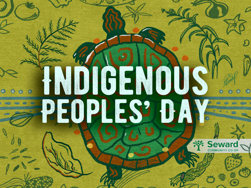 A graphic showing a turtle for Indigenous People's Day