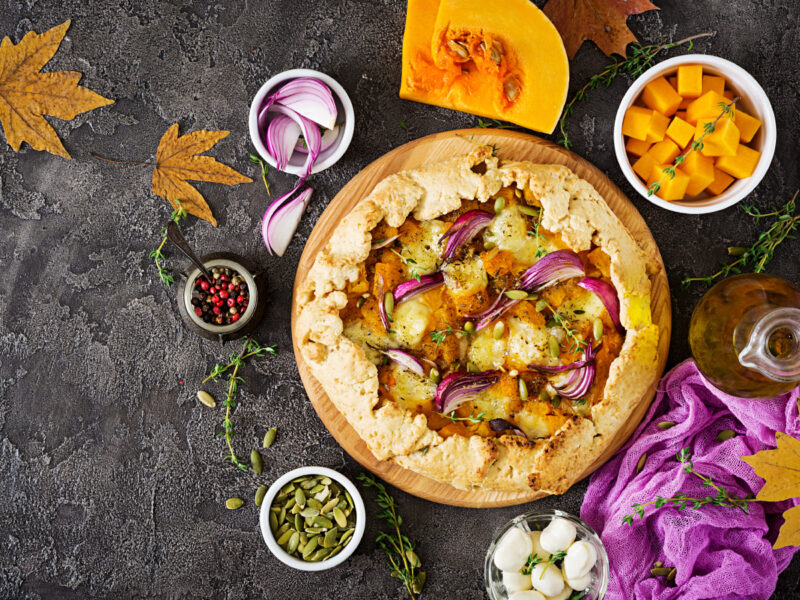 A photo of a vegetable galette