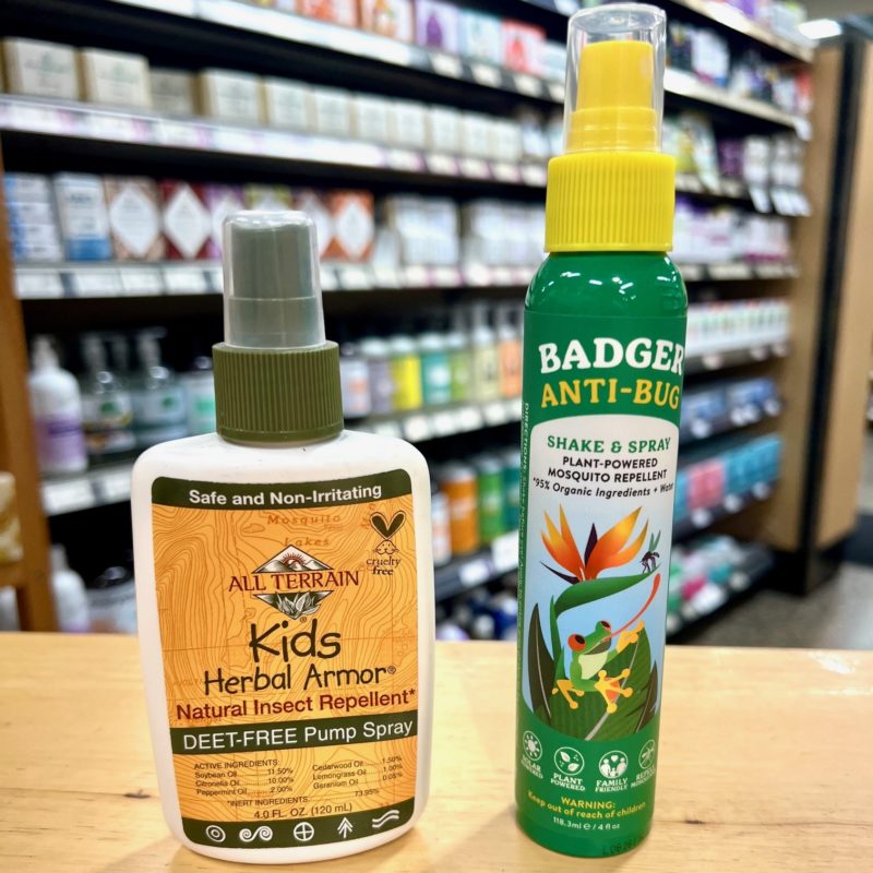Two types of bug repellent on a table
