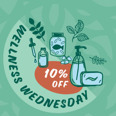 A graphic for 10% off on Wellness Wednesday