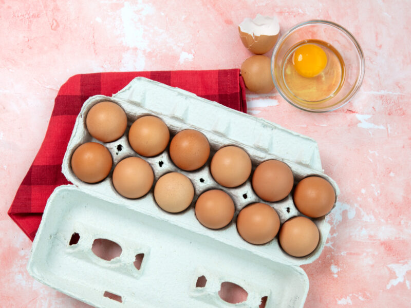 An overhead photo of eggs