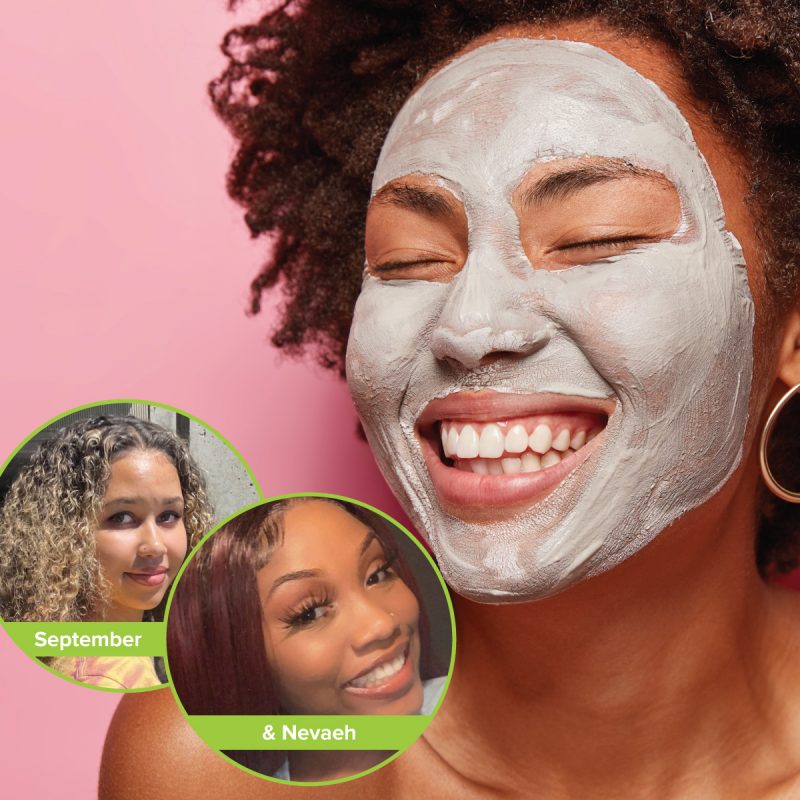 smiling woman wearing face mask
