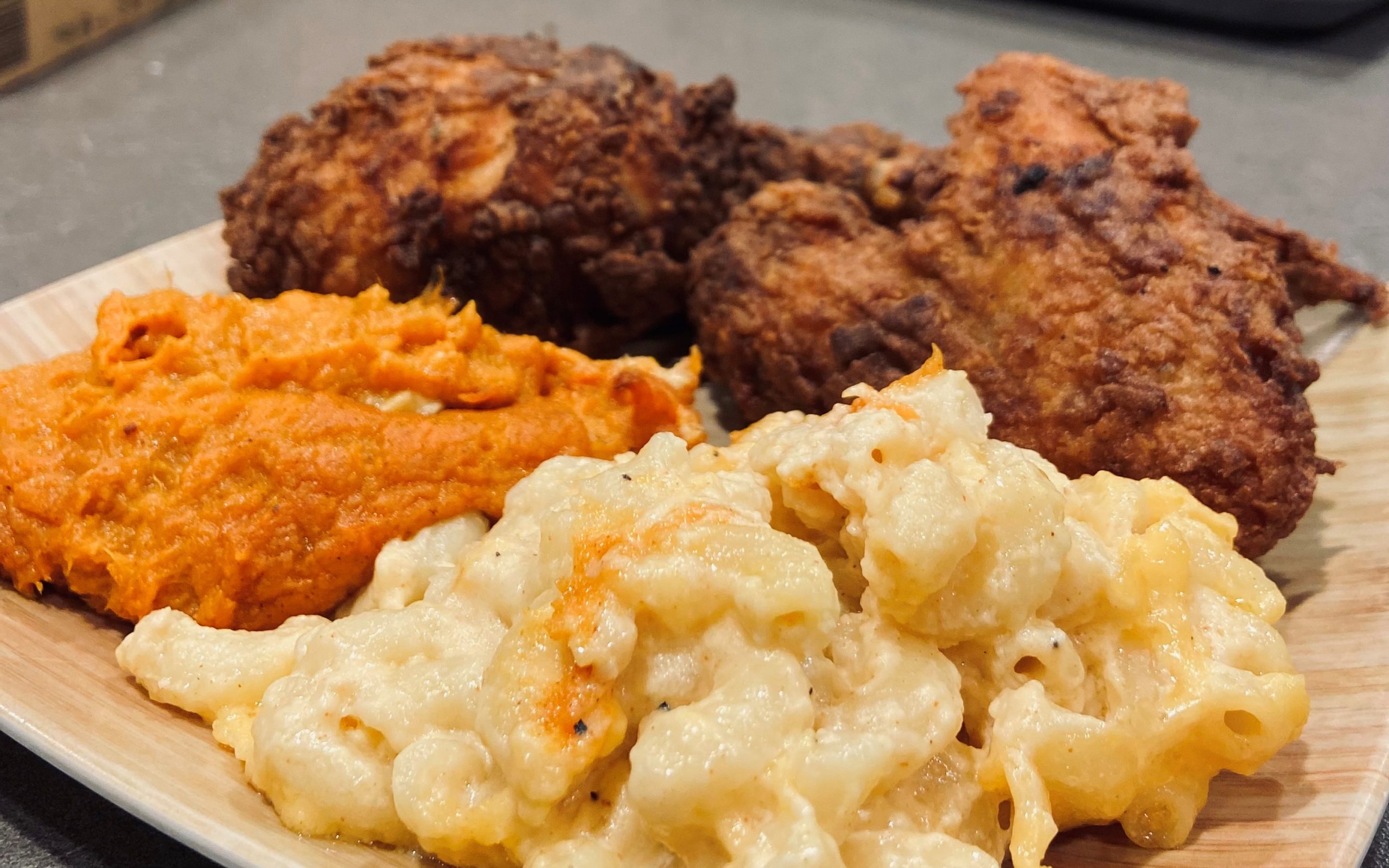 Fried Chicken Dinner With Mac Cheese And Sweet Mashed Yams Seward 