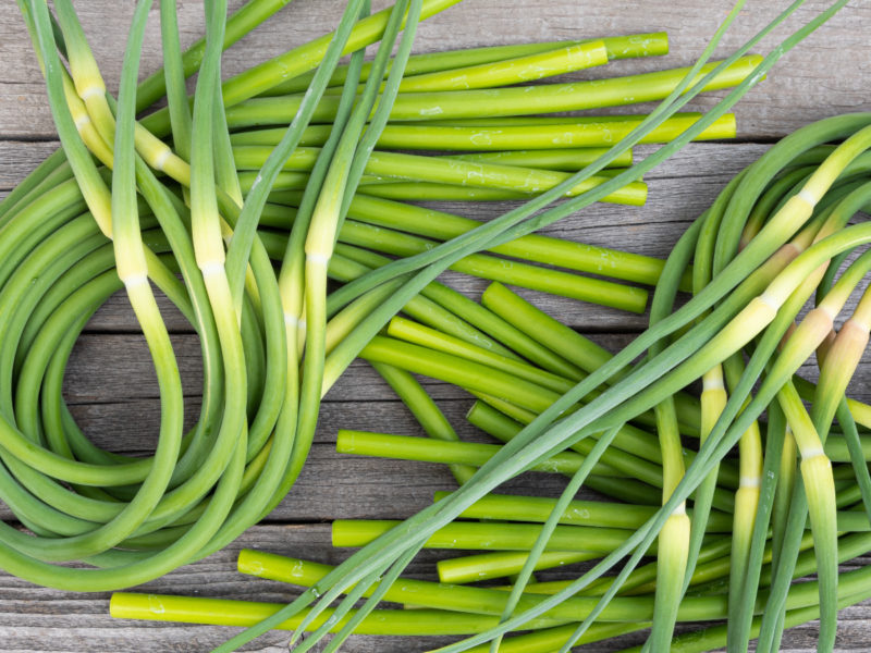 long green garlic scapes